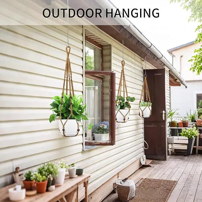 3 Pack Macrame Plant Hanger - 35"/29"/23" Different Sizes, Hanging Planter Basket Flower Pot Holder for Indoor Outdoor, Boho Home Decor, Brown (POTS NOT Included) by GreenHaven Gardens