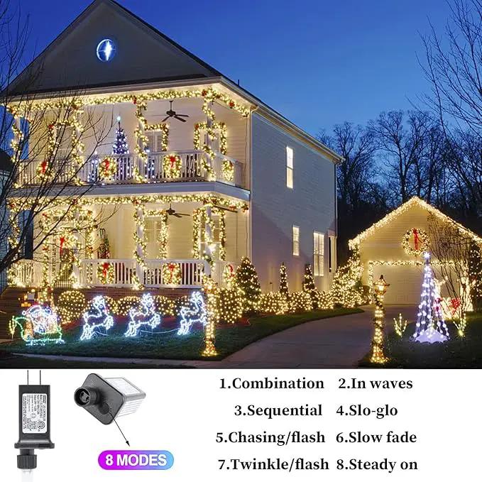 Christmas Lights Outdoor, 800LED 330FT Warm White String Lights, 8 Mode Plug in Waterproof Decor Twinkle Lights for Bedroom Xmas Thanksgiving Wedding Party Garden Yard Tree Decoration by GreenHaven Gardens