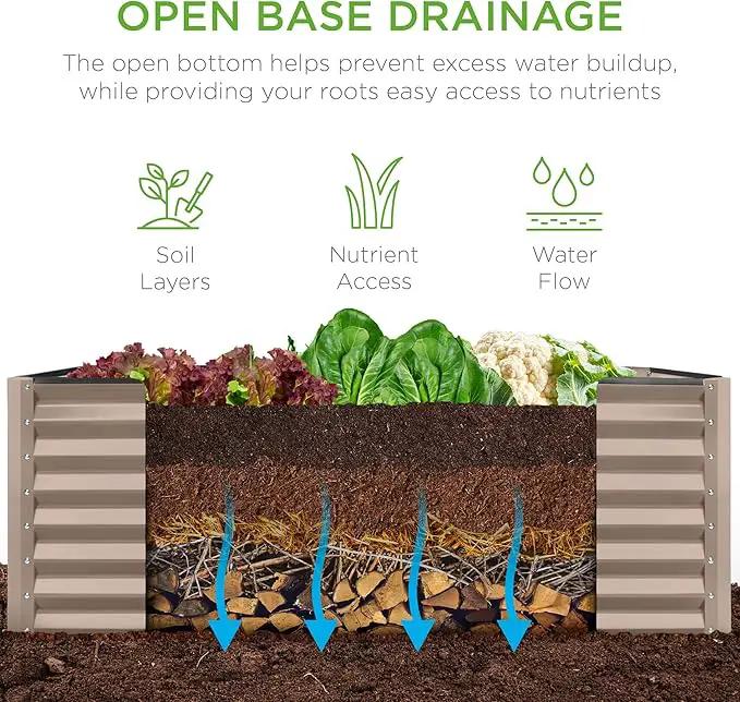 Best Choice Products 4x2x2ft Outdoor Metal Raised Garden Bed, Deep Root Planter Box for Vegetables, Flowers, Herbs, and Succulents w/ 119 Gallon Capacity - Taupe by GreenHaven Gardens