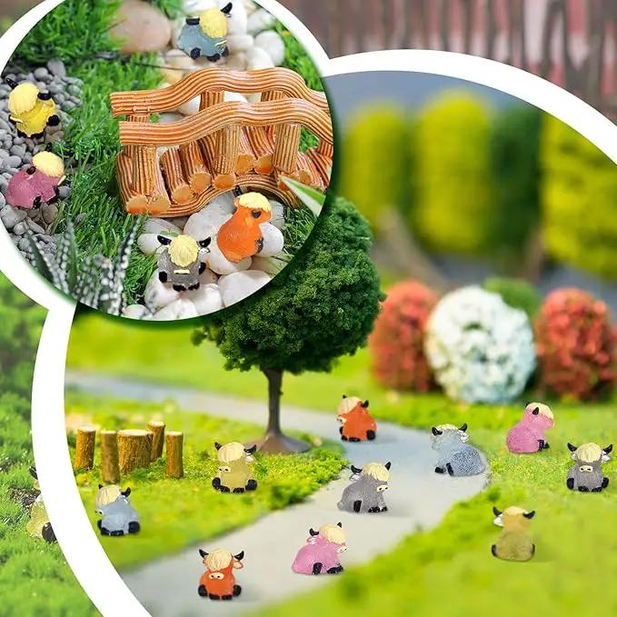 50 Pcs Luminous Mini Highland Cow Figurines Resin Miniature Highlandcow Statues Tiny Cows Miniatures Glow in The Dark for Dollhouse Micro Landscape DIY Home Outdoor Party Decor by GreenHaven Gardens