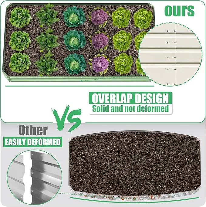 SnugNiture Galvanized Raised Garden Bed 8x4x2FT Outdoor Large Metal Planter Box Steel Kit for Planting Vegetables, Flowers, Beige White by GreenHaven Gardens