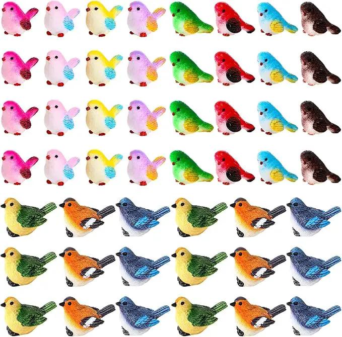 Wenqik 50 Pcs Mini Resin Bird Figurines Miniature Small Birds Figurines Realistic Animal for Fairy Terrarium Craft Garden Accessories Home Ornament Micro Landscape Birthday Cake Toppers Decor by GreenHaven Gardens