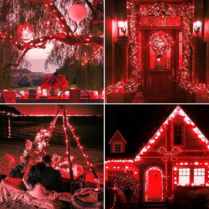JMEXSUSS 4 Pack Red Solar Fairy Lights, Total 400 LED 132FT Red Solar Lights Outdoor Waterproof, 8 Modes Copper Wire Solar String Lights for Outside Patio Christmas Valentine Day Decorations by GreenHaven Gardens