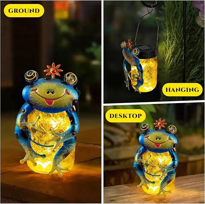 2 Pack Frog Solar Lantern,Jar Solar Lanterns Outdoor Waterproof Frog Hanging Solar Lantern,Outdoor Solar Lanterns with String Light for Garden Table Decor by GreenHaven Gardens