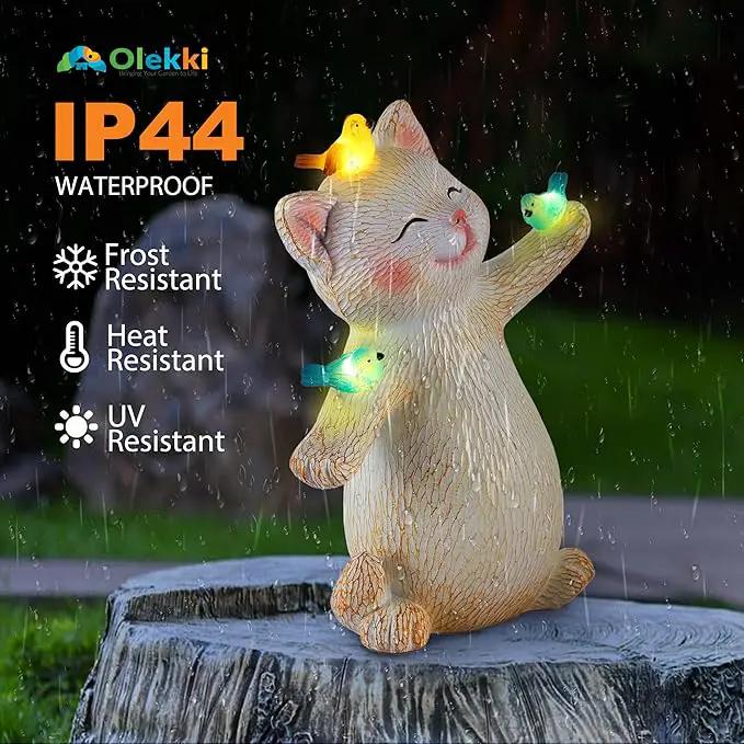 Cat Solar Light for Garden Decor - Outdoor Cat Figurines with Solar Lantern for Yard Patio Lawn Balcony Ornaments - Garden Gifts for Mothers Day, Grandma, Easter by GreenHaven Gardens