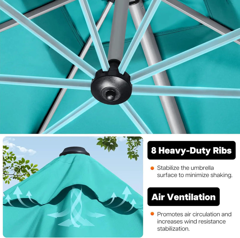 Patio Umbrella, 10FT Outdoor Cantilever Umbrella with 360-degree Rotation for Garden, Deck, Backyard, Pool and Beach, Turquiose by GreenHaven Gardens