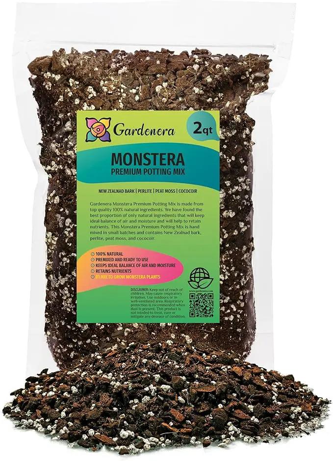 Premium Monstera Potting Soil - Quick Drain Potting Soil for Growing and Repotting Monstera Deliciosa/Swiss Cheese Plant - 2 Quart Bag by GreenHaven Gardens