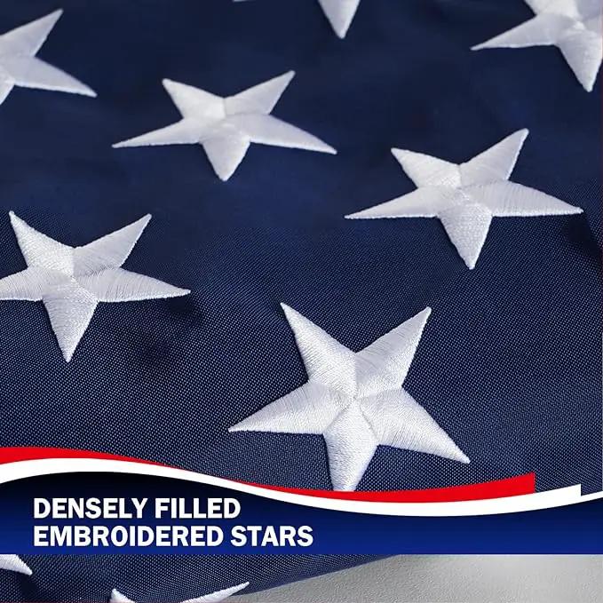 Homissor American Flag 5x8 Embroidered Stars 5x8 Foot Flags USA Heavy Duty Nylon US Outdoor Banner Sewn Stripes with 3 Brass Grommets by GreenHaven Gardens