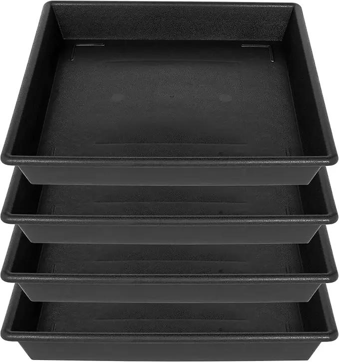Square Plant Saucer 18 Inch 4 Pack, Plant Stand Plant Trays for Pots Heavy Duty Plastic Plant Saucers for Indoors Outdoors, Flower Pot No Holes Terracotta Plant Lover Gardening Gifts by GreenHaven Gardens