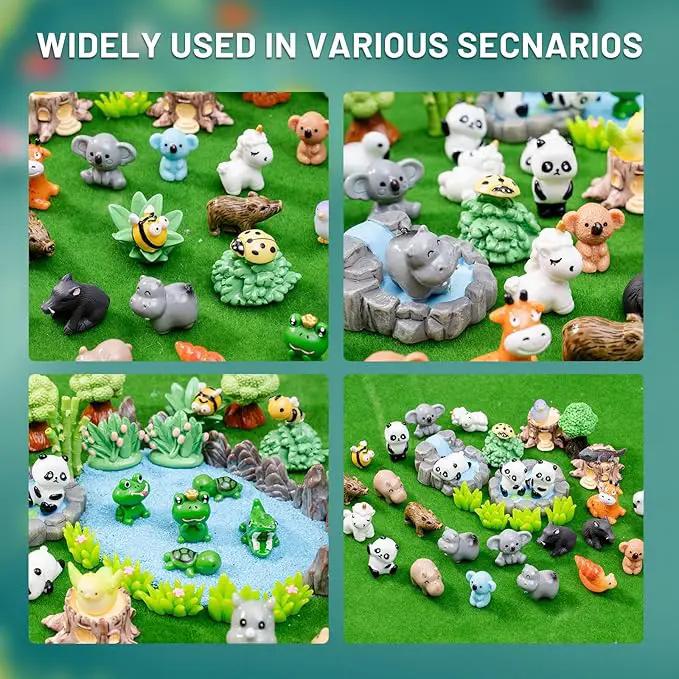 Miniature Small Animal Figurines, 80pcs of Mini Resin Animals, Forest Decoration Ornaments, Miniature Landscape Ornament Sets, Fairy Garden and Dollhouse Accessories by GreenHaven Gardens