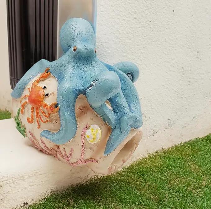 Octopus Statues Gutter Downspout Extension Statues Garden Decoration,Resin Statue Outdoor Decor,Animal Downspout Diverter,Decorative Gutter Extension,3"×4" Downspout Extender Diverter Splash Block by GreenHaven Gardens