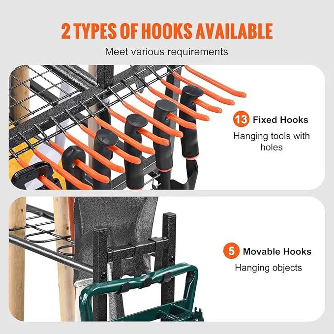 VEVOR Garden Tool Organizer, 16 Slots with Hooks, Yard Tool Tower Rack with Wheels for Garage Organization and Storage, Hold Long-Handled Tool/Rake/Broom, Metal Tool Stand Holder for Shed, Outdoor by GreenHaven Gardens