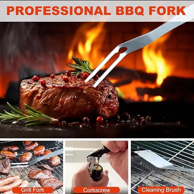 Grilljoy BBQ Accessories Grill Tools Set - 22PCS Stainless Steel Barbecue Grill Accessories for Outdoor Grill with Black Aluminum Case - Grilling Gifts for Men Dad -Grill Tools Kit by GreenHaven Gardens