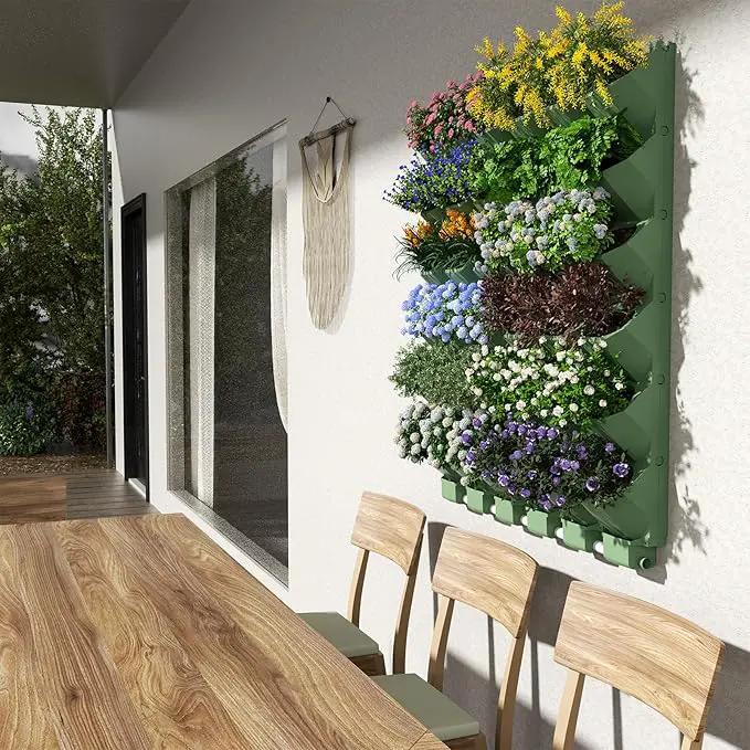 Self Watering Wall Mounted Vertical Planter, 36 Pots Wall Planter Indoor Vertical Living Green Plant Wall Easy Installation (Green with Timing System) by GreenHaven Gardens