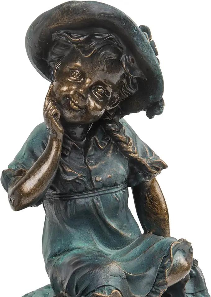 Alpine Corporation 14" Tall Indoor/Outdoor Girl and Boy Playing on Teeter Totter Statue Yard Art Decoration by GreenHaven Gardens