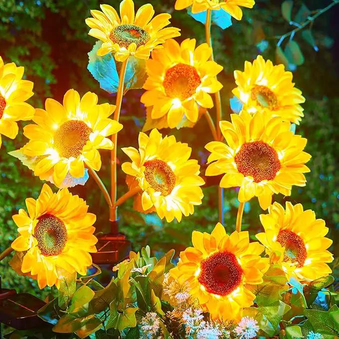 Brightown Outdoor Solar Garden Lights - 4 Pack LED Solar Flower Lights with Larger & More Realistic Sunflowers, Bigger Solar Panel, Waterproof Solar Lights for Outside Yard Patio Garden Decorations by GreenHaven Gardens