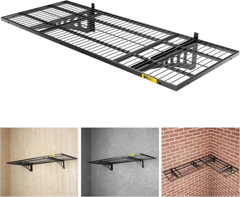 1.64x4ft Adjustable Rail Wall Garage Storage Shelf, for Tool Room, Storage Room, Store Supermarket Wall Storage Shelving Rack (1 Pack-Black) by GreenHaven Gardens