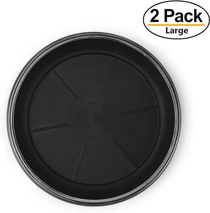 9" Decorative Heavy Duty Tray/Saucer (2 Pack) Rustic Medieval/French Country Look, Pot/Planter Base for Indoor/Outdoor Decor (9 inches, Silver) by GreenHaven Gardens