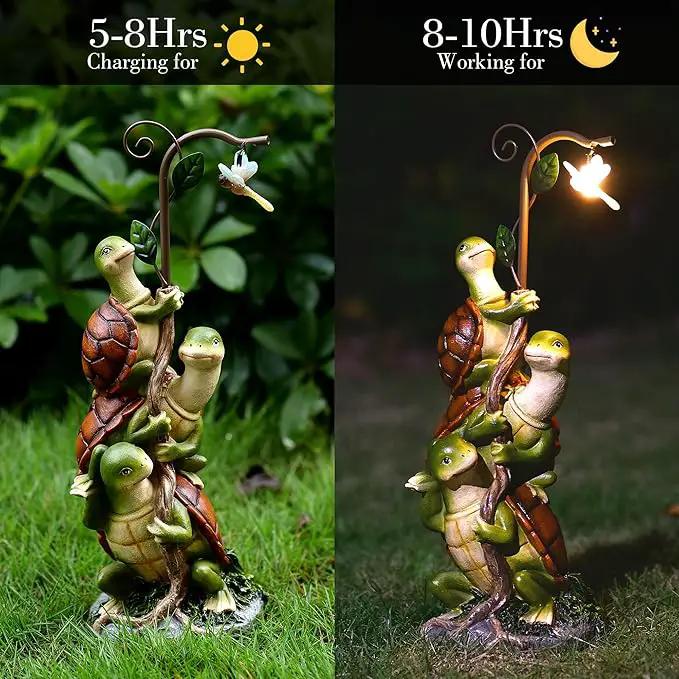 Turtle Figurine Garden Decor, Solar Turtle Outdoor Statue, Funny Turtle Gift Sculpture Decoration for Home Patio Yard Lawn Porch Ornament by GreenHaven Gardens