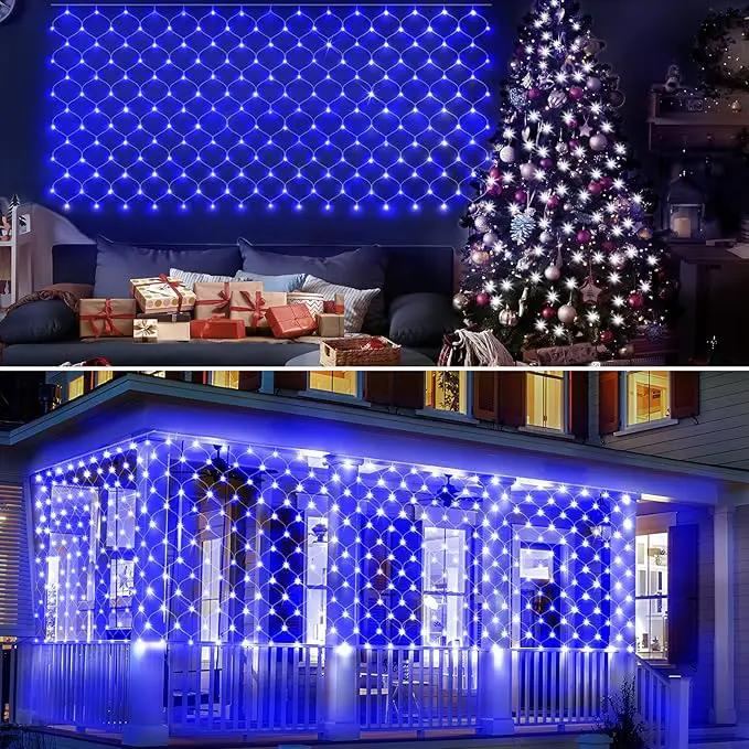 KNONEW Christmas Net Lights 360 LEDs 13ft x 9.8ft Outdoor Mesh Lights Connectable Waterproof 8 Modes & Timer Plug-in Net Fairy Lights for Bushes Garden Party Wedding Holiday,Blue by GreenHaven Gardens
