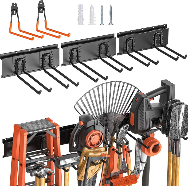 Garage Storage, Ultimate Wall-Mounted Garage Organizer for Men 48Inch, Heavy Duty 440lbs Tool Rack with Adjustable Metal Hooks Yard, Shed & Workshop Storage for Tools, Bikes, Snowboards Gift by GreenHaven Gardens