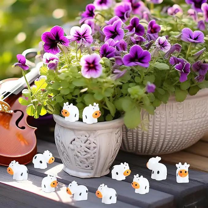 138 Pcs Mini Resin Cows Bulk Animals for Hiding Small Plastic Cows Statues Little Perfect for Forest Figures and More Adorable Landscape Fairy Outdoor Moss Garden DIY Ornament by GreenHaven Gardens