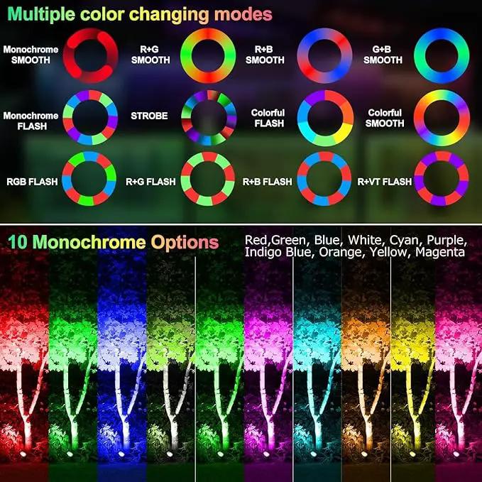 CLY 4-in-1 Solar Spot Lights Outdoor Color Changing, Solar Landscape Spotlights RGB Lighting IP66 Waterproof 45.93ft Cable Auto ON/Off Adjustable Garden Spotlight for Yard, Garden, Pool, Lawn, Statue by GreenHaven Gardens