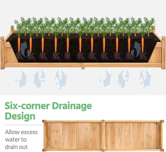 Yaheetech 90.5″ L×23.5″ W×16″ H Wooden Raised Garden Bed, Horticulture Wood Rectangular Garden Planter Outdoor, Raised Planter Box for Yard/Greenhouse/Vegetable/Flower/Herbs, Light Brown, 2pcs by GreenHaven Gardens