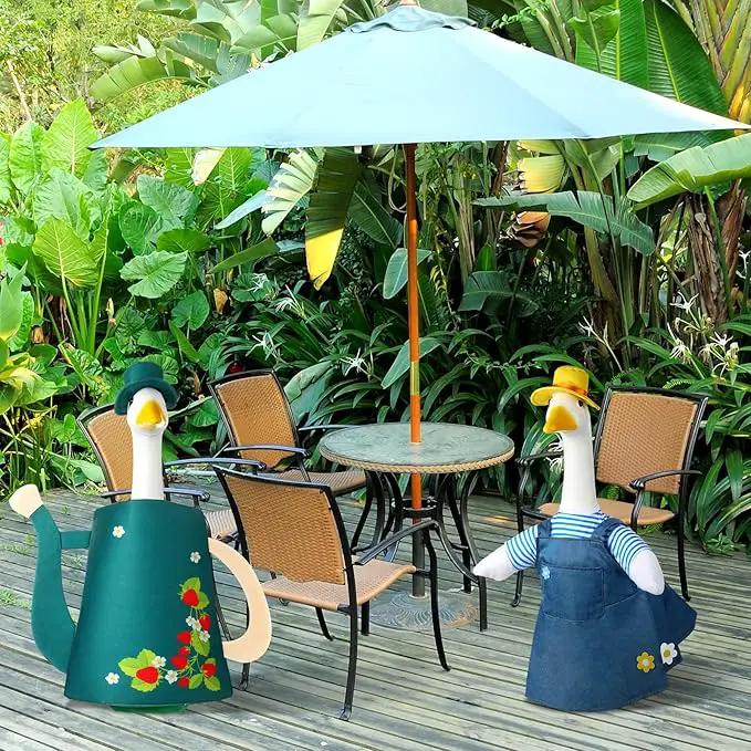 Frienda 2 Set Porch Goose Outfits Clothes 23 Inch Garden Raincoat Flag Bee Fishing Style Goose Costume for Lawn Patio Valentine's Day Decor by GreenHaven Gardens