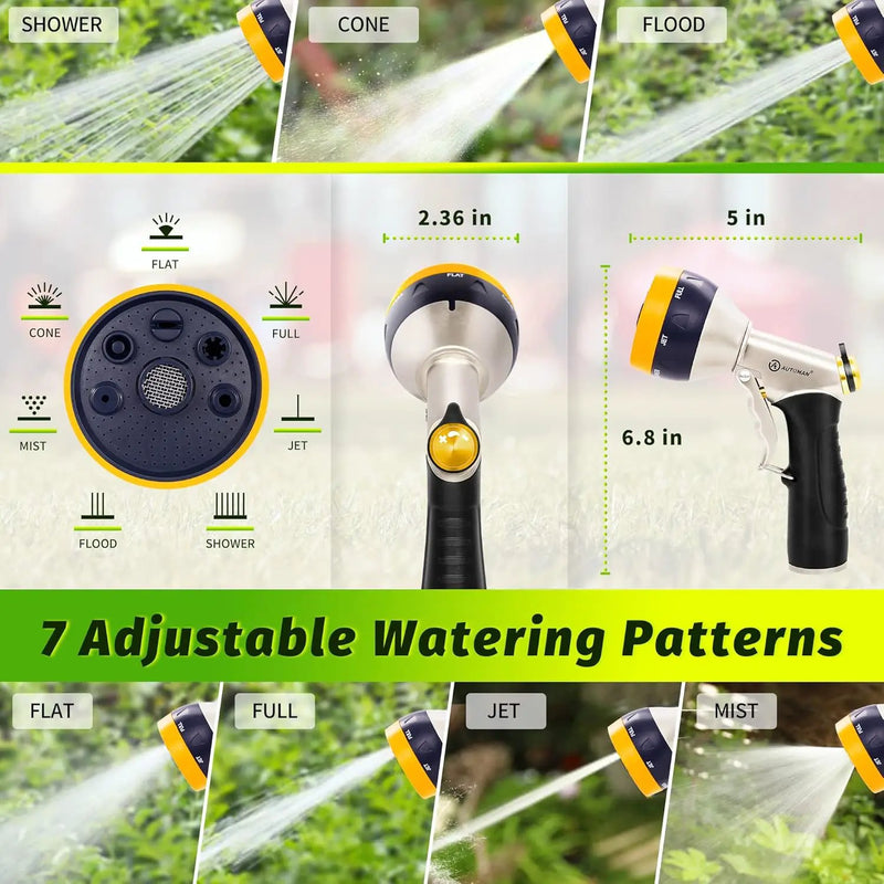 AUTOMAN Garden Hose Nozzles - High Pressure 100% Metal Hose Sprayer 2 Pack, Heavy Duty Garden Watering Nozzle Set, Powerful Garden Nozzle for Watering Plants, Window Cleaning,Washing Cars,Pets Bathing by GreenHaven Gardens