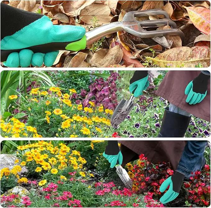 Garden Tools, 3-Piece Garden Tool Set with Non-Slip Ergonomic Handles, Lightweight Aluminum Alloy Rust-Proof Durable Gardening Hand Tools, Ideal Gardening Tools Gifts for Women and Men by GreenHaven Gardens
