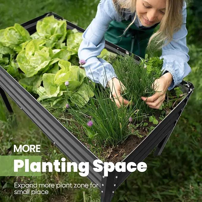 KING BIRD Raised Garden Bed with Legs Galvanized Elevated Planter Box for Backyard, Patio, Balcony, 33.9x17.7x31.5in, Dark Grey by GreenHaven Gardens
