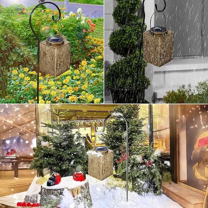2 Pack Solar Lanterns Outdoor Waterproof - Metal Solar Garden Lights for Patio Porch Yard Garden Decor, Christmas Birthday Gifts for Women Mom Men (Dragonfly) by GreenHaven Gardens