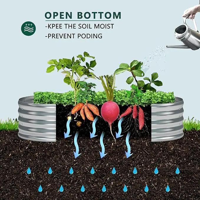 zizin 2 Pack Galvanized Raised Garden Bed Metal Oval Raised Garden Beds Outdoor Planter Box for Vegetables (8x2x1FT, Silver) by GreenHaven Gardens