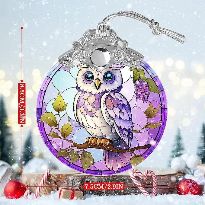 Stained Glass Suncatcher, Jocidea Owl Ornament, Christmas Ornaments, Holidays Ornaments, Christmas Tree Decor, Owl Decor for Home, Owl Gifts by GreenHaven Gardens