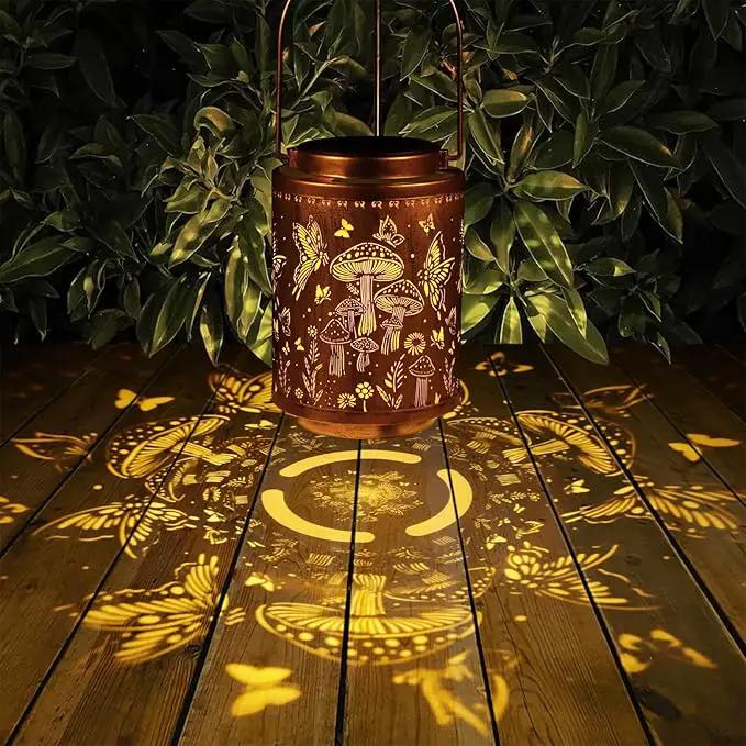 Solar Lanterns Outdoor Waterproof Mushroom Butterfly Garden Decor Gifts for Women Mon Grandma Metal Hanging Solar Lights Decoration for Outside LED Lanterns for Yard Patio Lawn Pathway Landscape by GreenHaven Gardens