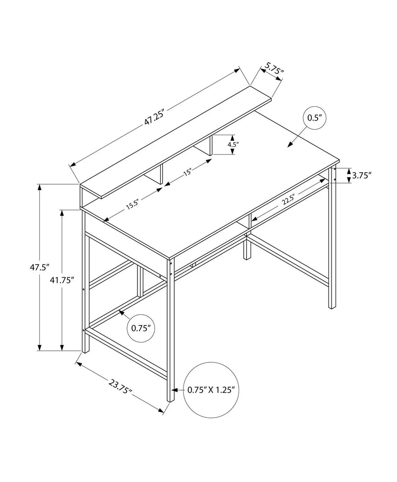 Computer Desk For Home Office, Standing, Storage Shelves, Laptop, Contemporary & Modern by Unique Piece Furniture