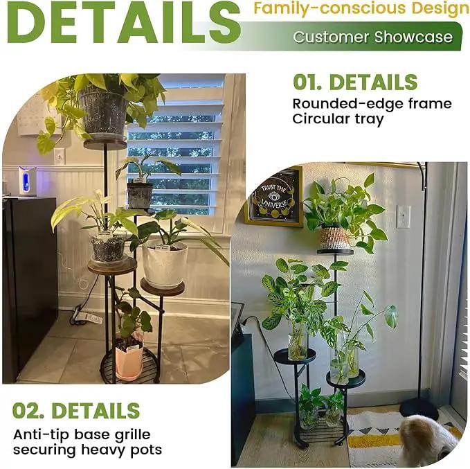 TOSKING 5 Tier Metal Plant Stand Indoor， Plant Shelf, Corner Shelf Flower Pot Stand for Outdoor Plant Stand for Living Room Balcony Garden Patio Bedroom (5Tier-37''-yellow) by GreenHaven Gardens