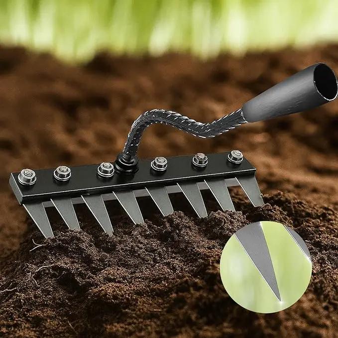 2 in 1 Iron Rake 2.0 for Gardening & Weeding,Multi-Tine Carbon Steel Garden Cultivator Rake | Weed Puller Tool & Uprooting Weeder for Gardenia | for Weeding, Cultivating, Lawn(No Handle Included) by GreenHaven Gardens