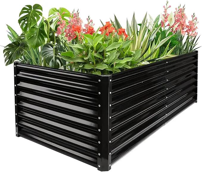 JERIA 6×3×2ft Galvanized Raised，Outdoor Metal Raised Garden Bed, Rectangular Deep Root Planter Box for Vegetables, Flowers, Herbs by GreenHaven Gardens