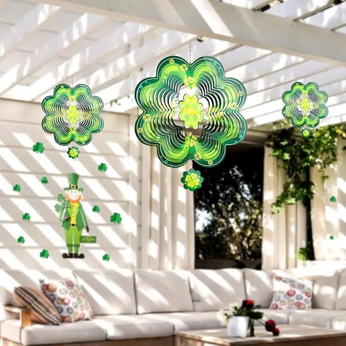 St Patricks Day Metal Wind Spinners St. Patrick's Hanging Gifts for Women Mom Grandma,12inch Wind Spinner for Home Party Ornament Spring Outdoor & Indoor Decorations by GreenHaven Gardens