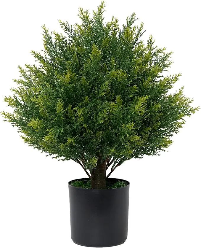 Artificial Topiary Ball Tree 19''T Faux Little Bush Ball Tree UV Resistant Shrub Potted Artificial Plant for Outdoor Indoor Front Porch Garden by GreenHaven Gardens