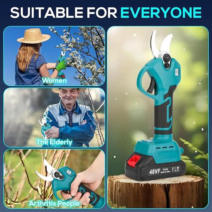 Electric Pruning Shears, Cordless Electric Scissors with 2 PCS Rechargeable 48V 2.0 Ah Batteries & 2 Blades, 1.6" Cutting Diameter Pruning Shears Garden Tool for Tree Trimming Branch Cutter by GreenHaven Gardens