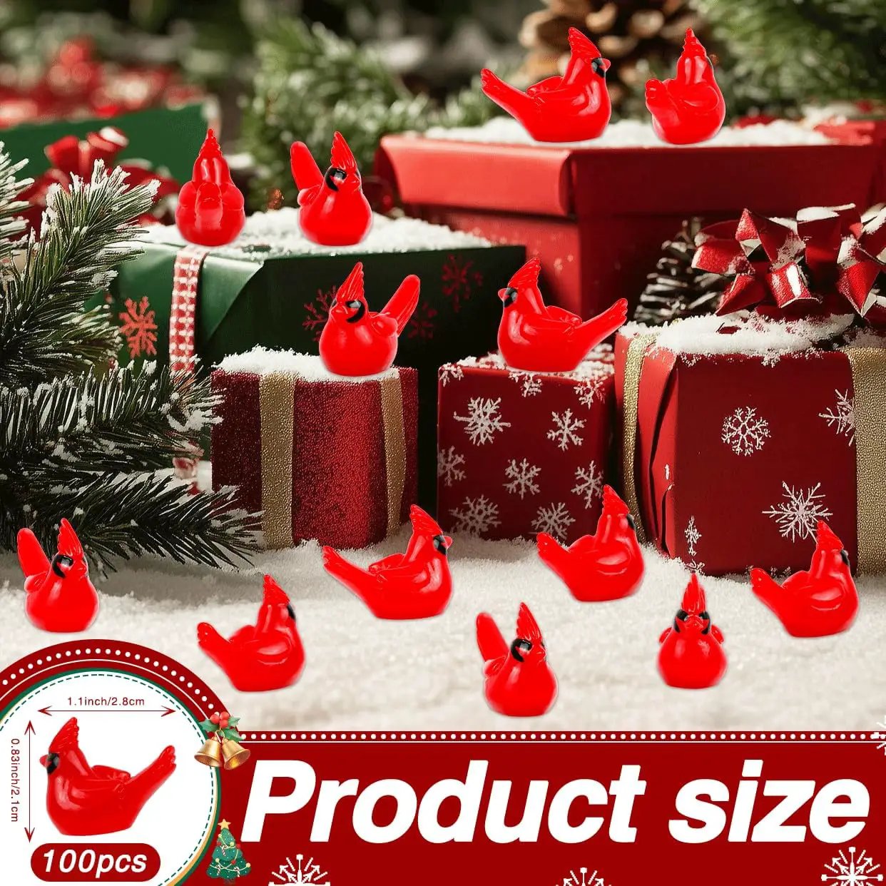 100 Pcs Mini Resin Red Cardinal Bird Figurines – Tiny Cardinal Ornaments for Christmas, Cake Toppers, Garden Crafts, Dollhouse, Fairy Micro Landscape, Party and Home Decorations by GreenHaven Gardens