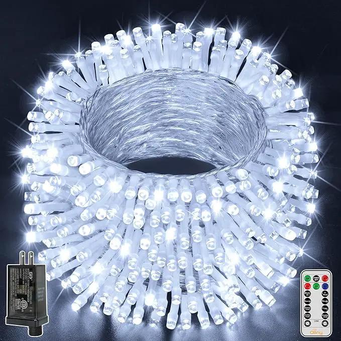 Ollny Christmas Lights Outdoor 400LED 131FT, Cool White Fairy Lights with Remote 3 Timer, Plug in 8 Modes String Lights for Bedroom Indoor Outside House Party Xmas Decorations by GreenHaven Gardens