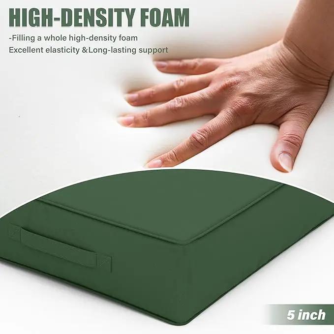 Patio Chair Cushions 24 X 24 X 5 Inch Waterproof Outdoor Seat Cushions for Patio Furniture, Outdoor Sofa Couch Pads with Ties & Handle, Set of 2, Green by GreenHaven Gardens
