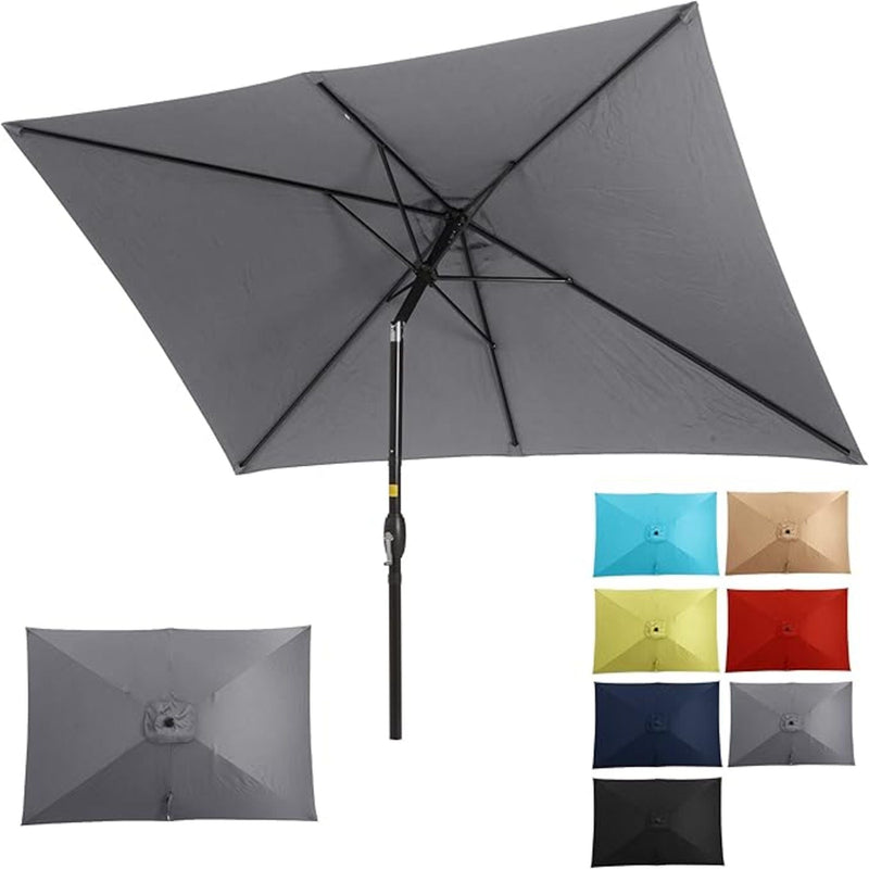 Rectangular Patio Umbrella With Crank Tilt, Polyester UV-Resistant Canopy by HouseOfZazla