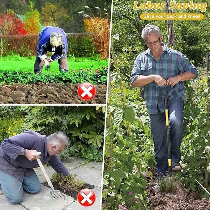 39" Stand Up Weed Puller Tool - Heavy Duty Detachable 3-Claw Weeder with Ergonomic Long D-Handle | Tools for Effortless Garden Weed Removal (Dandelions, Thistles & More) by GreenHaven Gardens