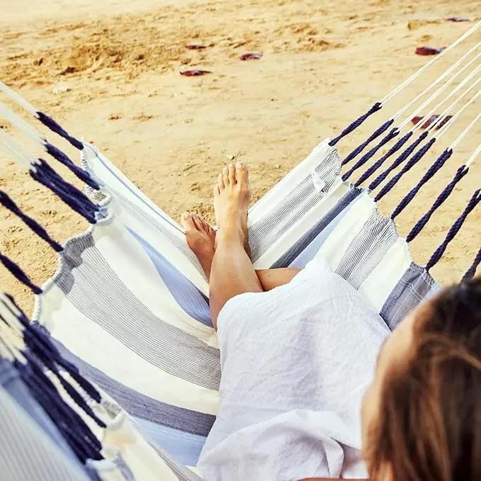 LA SIESTA® - Medium Basic Domingo Hammock Swing Chair - Weather & Tear Resistant Hanging Hammock Chair - Indoor Outdoor Hammock Chair Swing - Patio Porch Bedroom Hanging Chair - Max 250 Lbs, Sea Salt by GreenHaven Gardens