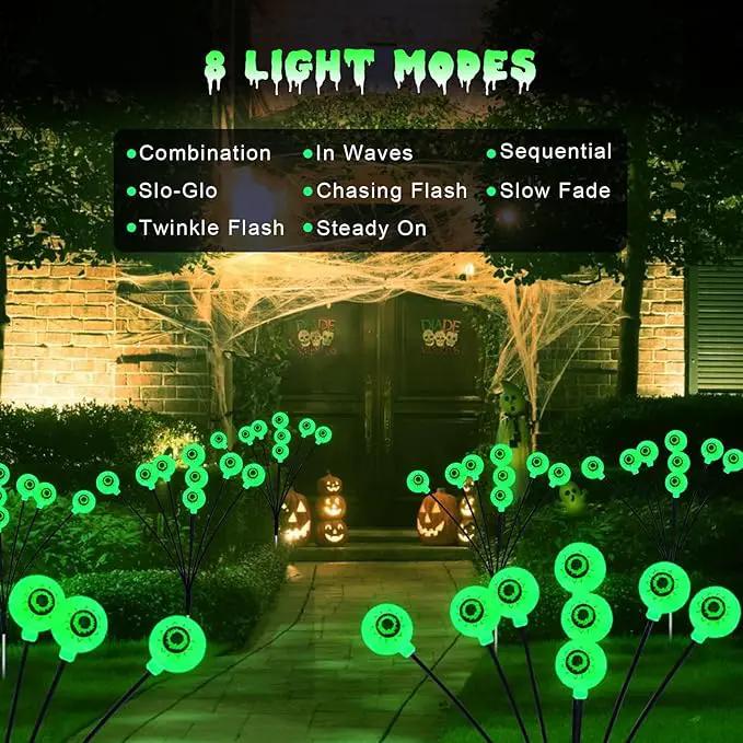 Solar Eyeball Lights Outdoor, 4 Pack 32 LED Halloween Eyeball Lights Outdoor Waterproof 8 Modes Scary Eyeballs Swaying Lights, Eyeballs Halloween Decor for Outside Yard Garden Party (Green) by GreenHaven Gardens
